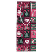 クリスマステーマ紫とピンクのメリークリスマス ワインギフトバッグ (裏面)