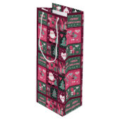 クリスマステーマ紫とピンクのメリークリスマス ワインギフトバッグ (正面アングル)