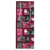 クリスマステーマ紫とピンクのメリークリスマス ワインギフトバッグ (正面)