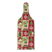 クリスマステーマ雪だるまスノーフレークスレッドグリーン金ゴールド カッティングボード (正面)