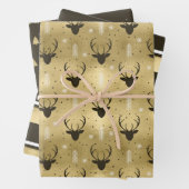 クリスマスディアアストライプントラーの木の金ゴールド/Br ID864 ラッピングペーパーシート (インサイチュ)