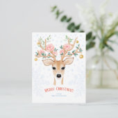 クリスマスディアアントラーウォーターカラーホリーバラ雪 シーズンポストカード (スタンド正面)