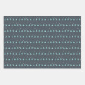 クリスマスディアアントラーストライプ、木々のティール(緑がかった色)ID864 ラッピングペーパーシート (正面3)