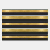 クリスマスディアアントラーストライプ、木々の金ゴールドID864 ラッピングペーパーシート (正面3)