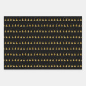 クリスマスディアアントラーストライプ、木々の金ゴールドID864 ラッピングペーパーシート (正面3)