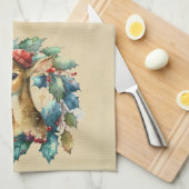 クリスマスディアウィンターウォーター色おもしろい動物 キッチンタオル (四つ折り)