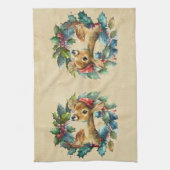 クリスマスディアウィンターウォーター色おもしろい動物 キッチンタオル (縦)