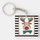 クリスマスディアカストライプのード白黒祝 キーホルダー (正面)