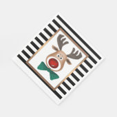 クリスマスディアカストライプのード白黒祝 スタンダードランチョンナプキン (角)