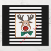 クリスマスディアカストライプのード白黒祝 スパークリングワインラベル (シングルラベル)