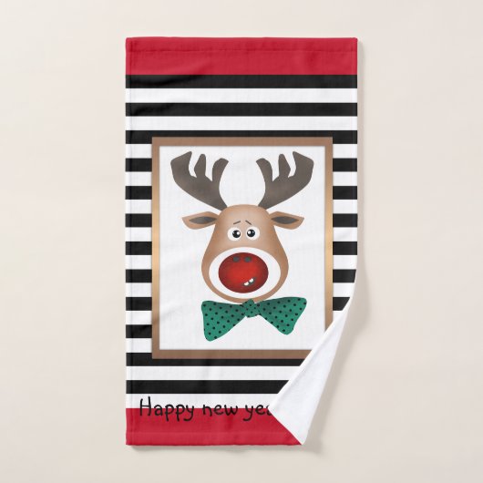 クリスマスディアカストライプのード白黒祝 バスタオルセット (ハンドタオル)