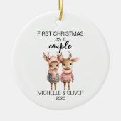 クリスマスディアカップルパーソナライズされた セラミックオーナメント (正面)