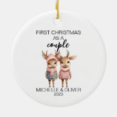 クリスマスディアカップルパーソナライズされた セラミックオーナメント (裏面)