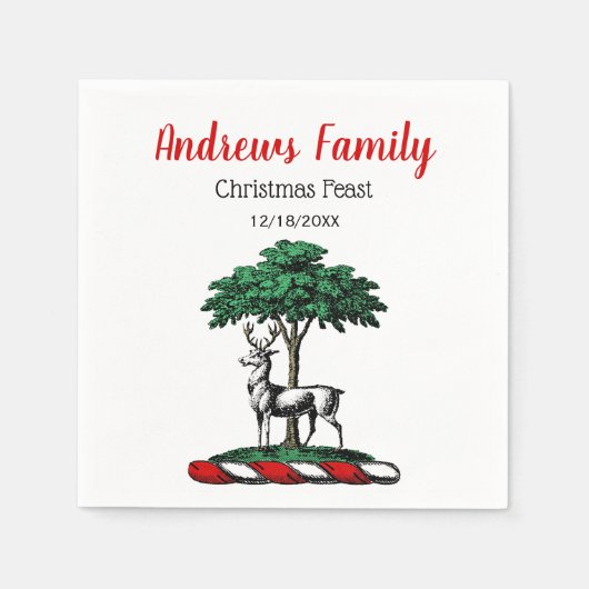 クリスマスディアスタグバイツリーヘラルディッククレストエンブレム スタンダードカクテルナプキン (正面)