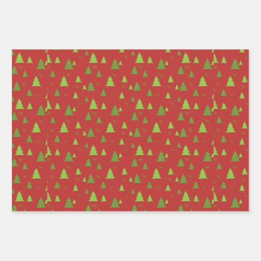 クリスマスディアツリーとポインセチア ラッピングペーパーシート (正面3)