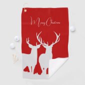 クリスマスディアトナカイシンプルの休日クラシック赤 ゴルフタオル (インサイチュ)
