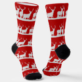 クリスマスディアトナカイシンプルの休日クラシック赤 ソックス (傾斜あり)