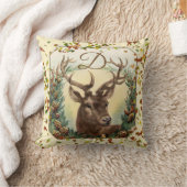 クリスマスディアパインコーンクラウンモノグラムアイボリー クッション (ブランケット)