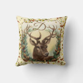 クリスマスディアパインコーンクラウンモノグラムアイボリー クッション (裏面)