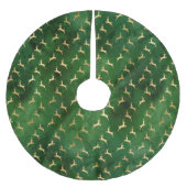 クリスマスディアパターングリーン金ゴールド ブラッシュドポリエステルツリースカート (正面)