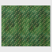 クリスマスディアパターングリーン金ゴールド ラッピングペーパー (フラット)