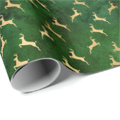クリスマスディアパターングリーン金ゴールド ラッピングペーパー (ロールコーナー)