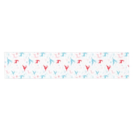 クリスマスディアパターンブルーレッドホワイトノルディック ショートテーブルランナー (横)