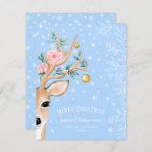 クリスマスディアホリーバラスノーフレークラインアートブルー シーズンカード (正面/裏面)