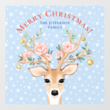 クリスマスディアホリーフローラアントラーウォーターカラースノー