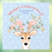 クリスマスディアホリーフローラアントラーウォーターカラースノー ウィンドウサイン (シート3)