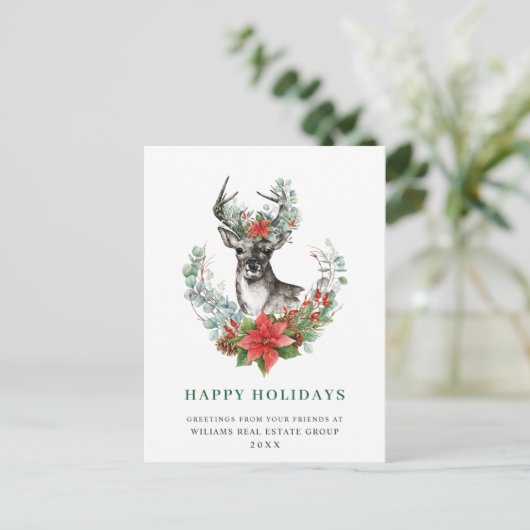 クリスマスディアポインセチア企業のクリスマスポスト ポストカード (スタンド正面)