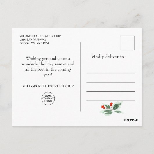 クリスマスディアポインセチア企業のクリスマスポスト ポストカード (裏面)