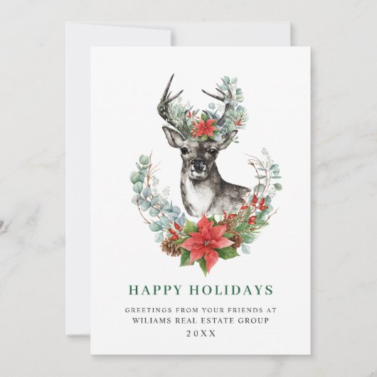 クリスマスディアポインセチア企業の挨拶 シーズンカード (正面)