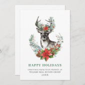 クリスマスディアポインセチア企業の挨拶 シーズンカード (正面/裏面)