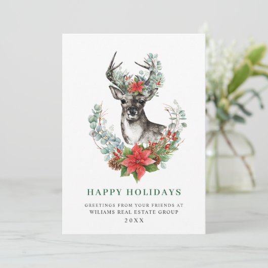 クリスマスディアポインセチア企業の挨拶 シーズンカード (スタンド正面)