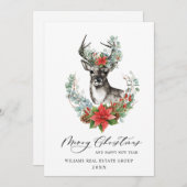 クリスマスディアポインセチア企業の挨拶 シーズンカード (正面/裏面)