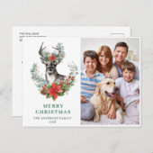 クリスマスディアポインセチア挨拶ホリデー写真 ポストカード (正面/裏面)