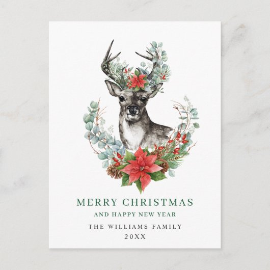 クリスマスディアポインセティアグリーティングホリデー ポストカード (正面)