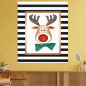 クリスマスディアムースカードストライプの白黒セレ キャンバスプリント (インサイチュ (リビング))