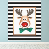 クリスマスディアムースカードストライプの白黒セレ キャンバスプリント (インサイチュ (ウッドフロア))