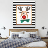 クリスマスディアムースカードストライプの白黒セレ キャンバスプリント (インサイチュ (寝室))