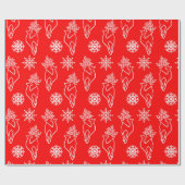クリスマスディアレッド模様 ラッピングペーパー (フラット)