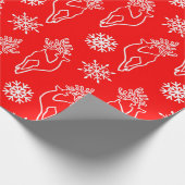 クリスマスディアレッド模様 ラッピングペーパー (角)