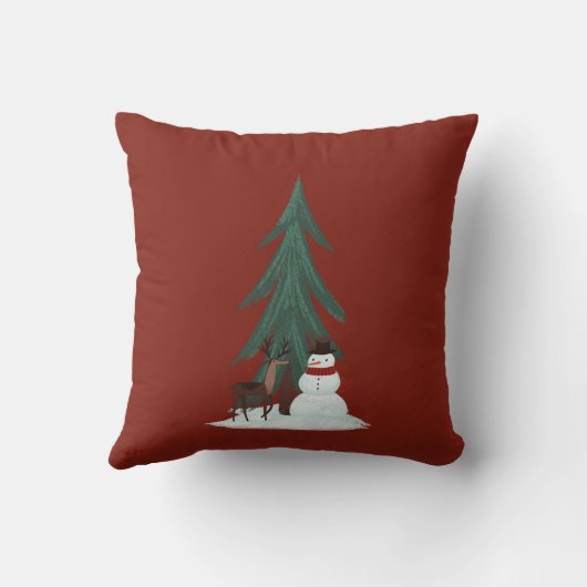 クリスマスディアーと雪だるま クッション (裏面)