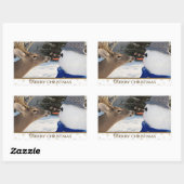 クリスマスディアーと雪だるま 長方形シール (シート)