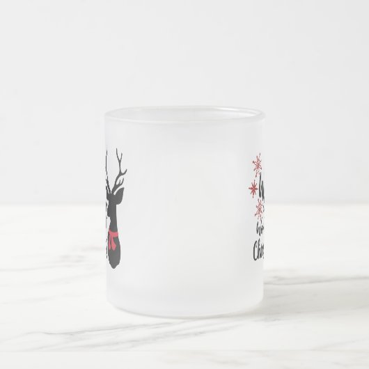 クリスマスディアーに何が欲しい フロストグラスマグカップ (中央)