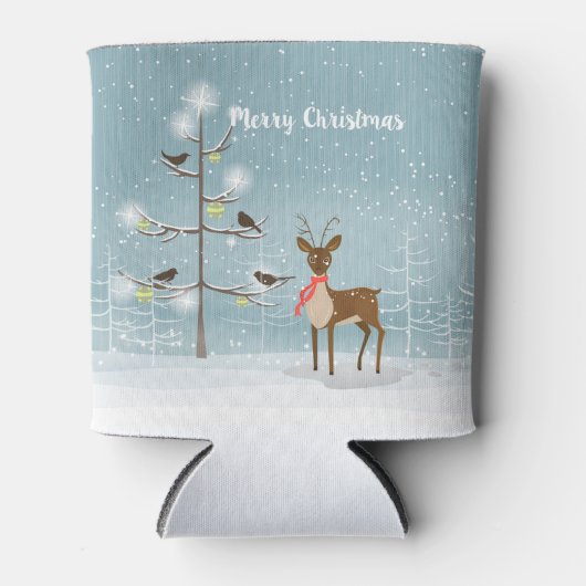 クリスマスディアーイラストレーション 缶クーラー (正面)