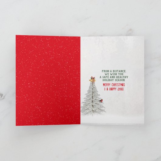 クリスマスディアーカーサンタハットホリデーカードを着用 シーズンカード (内部)