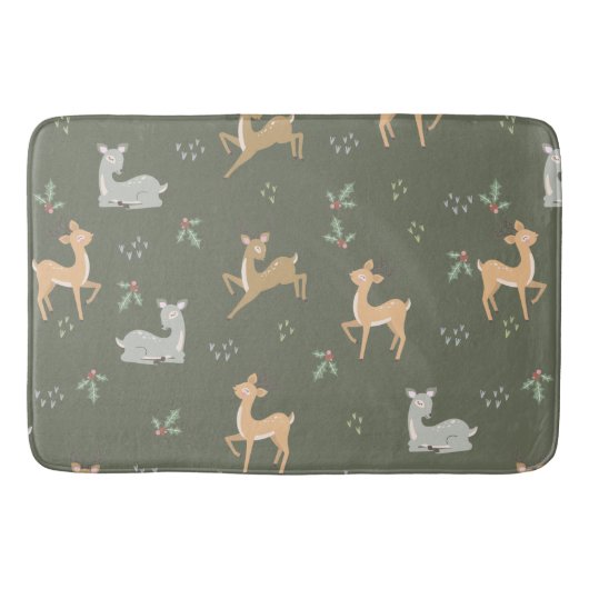 クリスマスディアーシームレスパターン バスマット (正面)