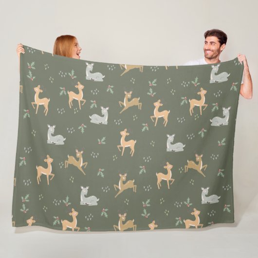 クリスマスディアーシームレスパターン フリースブランケット (インサイチュ)